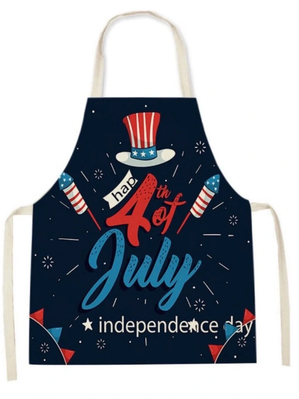 Patriotic USA Flag Linen Apron, BBQ Party Bib